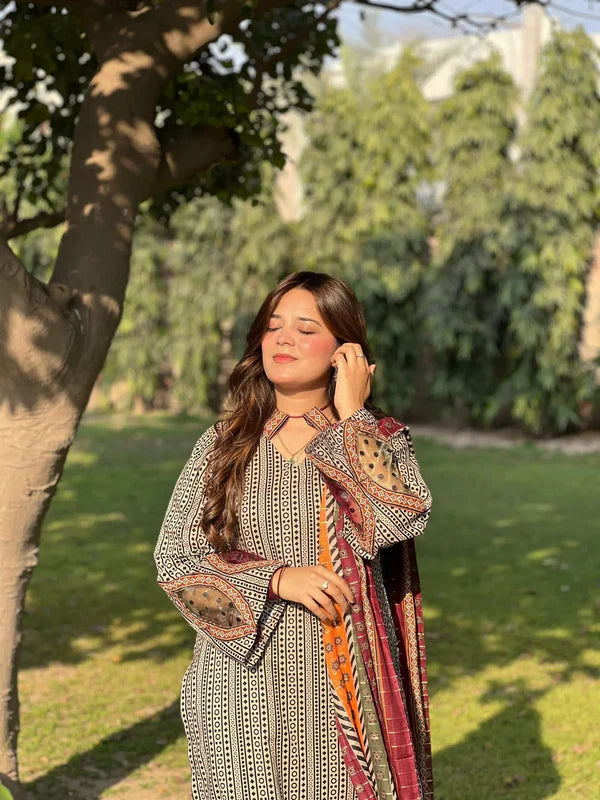 3 Piece Pure Lawn Printed Stitched Suit – 266