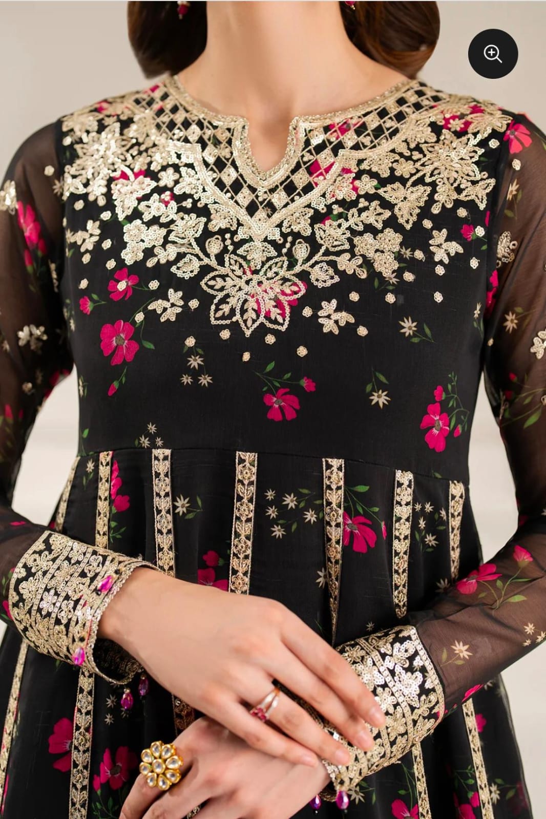 Farsha black frok 4 sides broder fancy 3 Piece