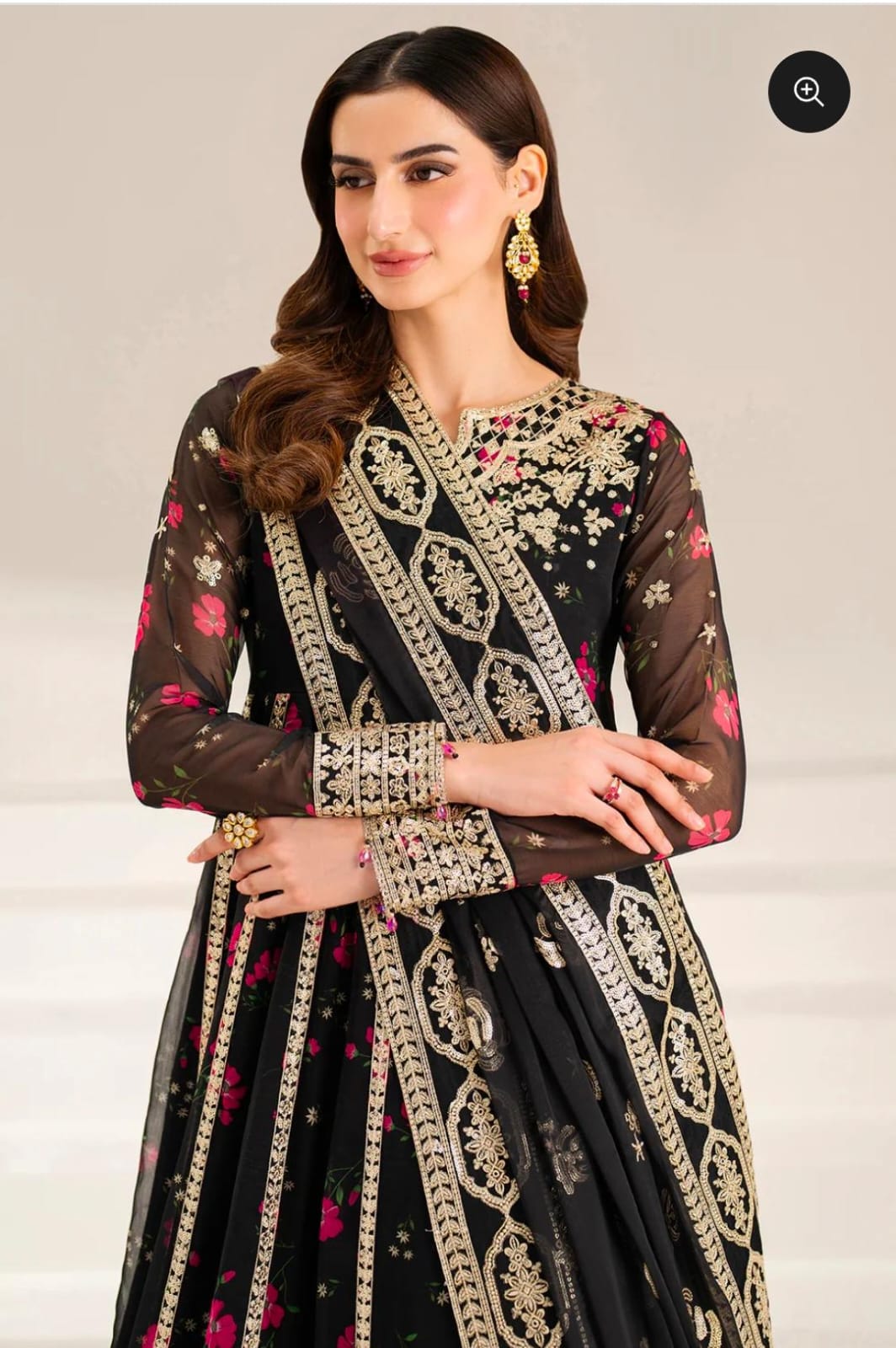 Farsha black frok 4 sides broder fancy 3 Piece