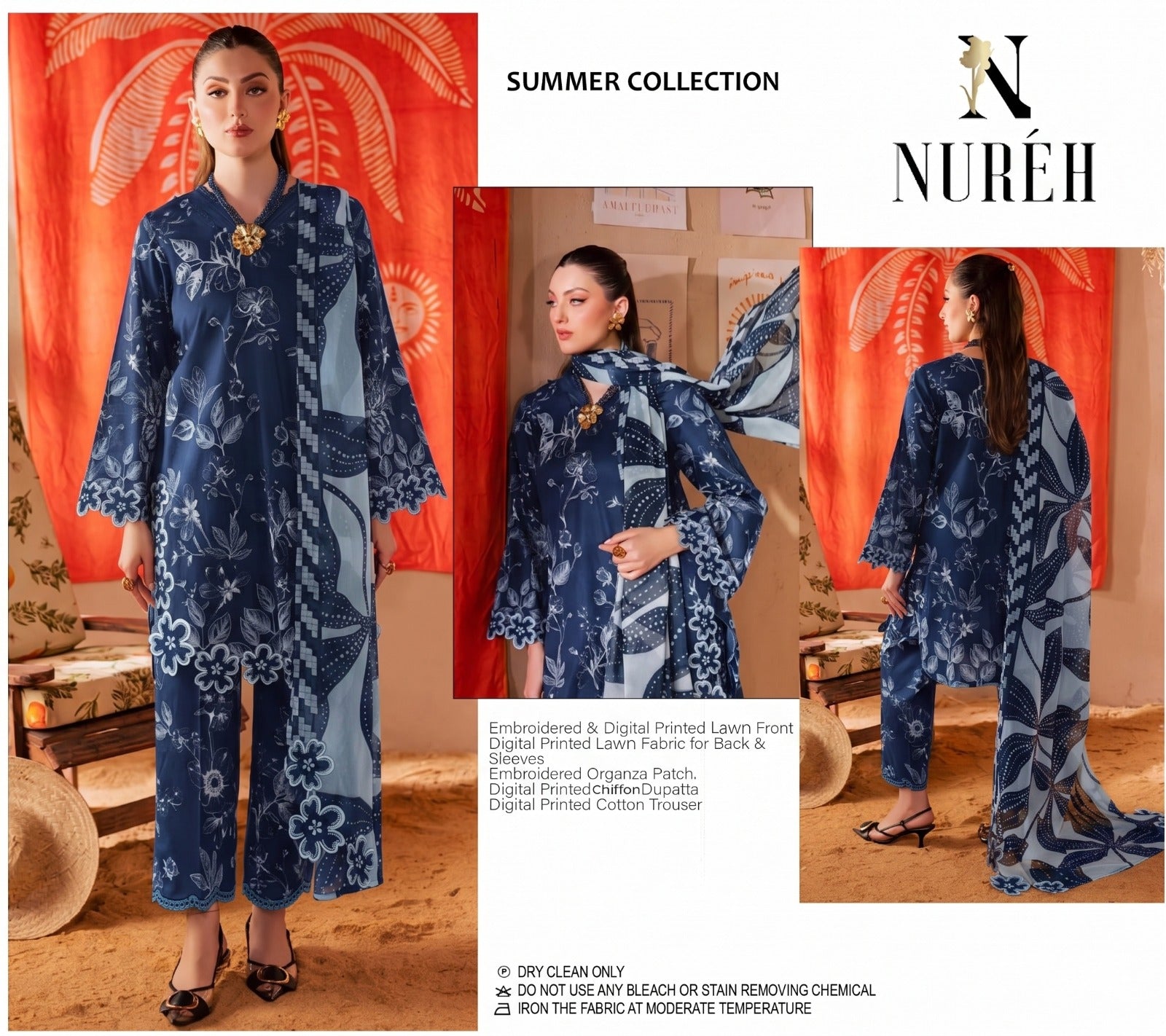 Nureh Printed Lawn Collection 3 piece Unstitched