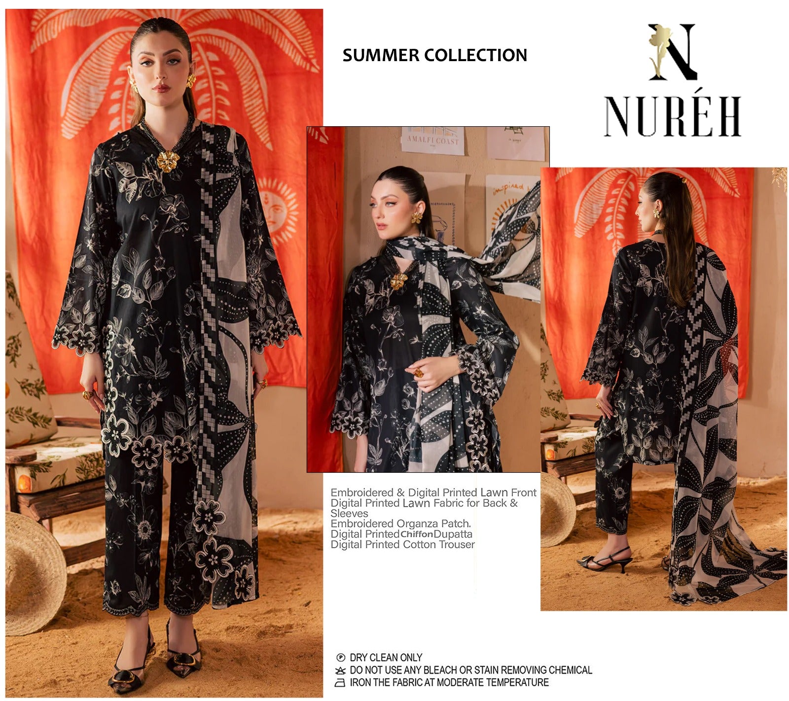 Nureh Printed Lawn Collection 3 piece Unstitched