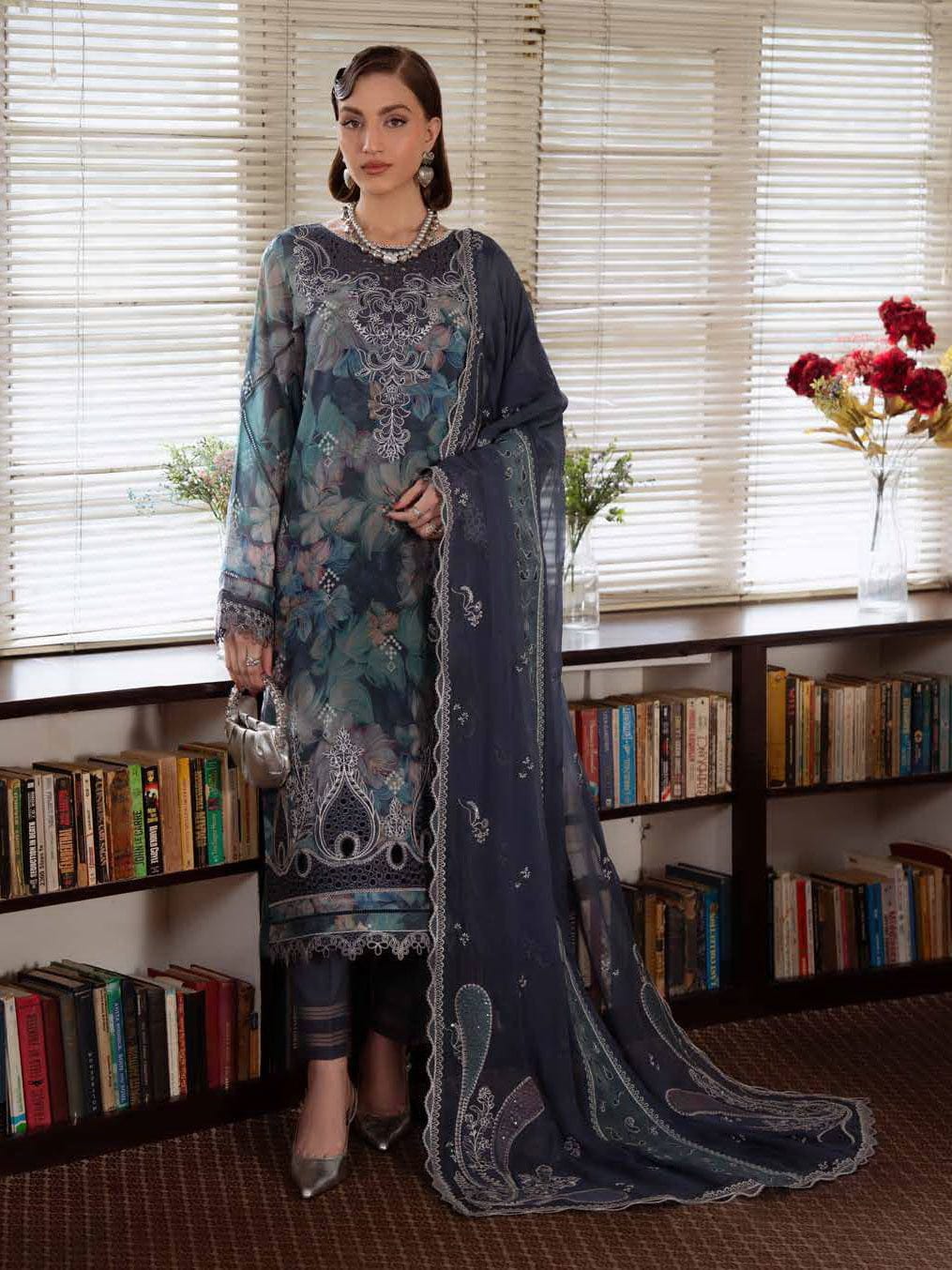 NUREH Maya Embroidered Swiss Lawn Unstitched 3Pc Suit NS-162